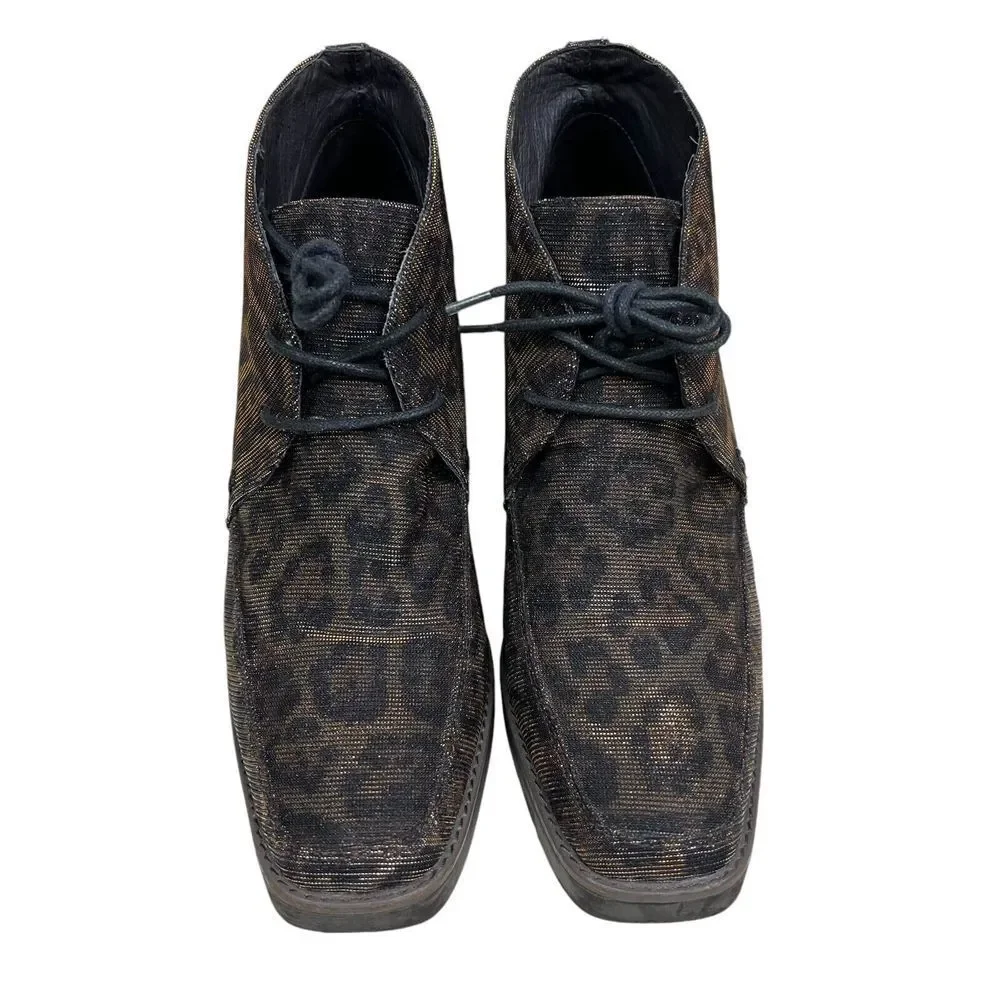 Donald J. Pliner Womens Wedge Ankle Boots Dakota Shimmer Lace Up Brown Sz 10 M‎